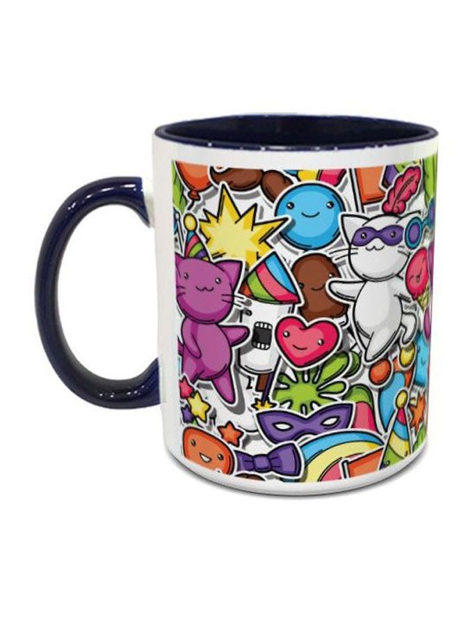 إمبريس كوب قهوة بطبعة حفلة كرنفال أسود/ أبيض/ أزرق