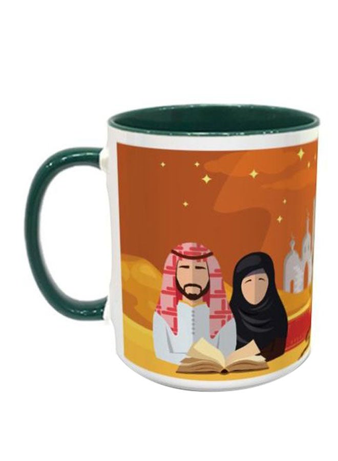 Arabic Cultural Printed Coffee Mug Orange/Green/Yellow