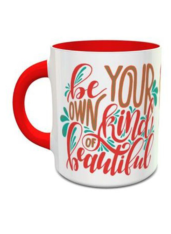 إمبريس مج قهوة مطبوع بعبارة "Be Yourself" أبيض/أحمر/بني