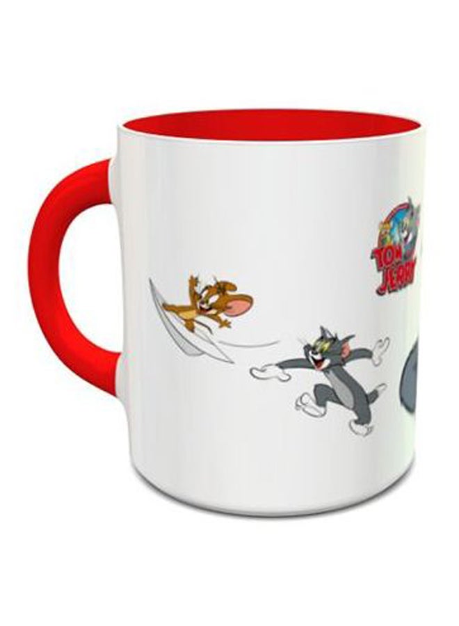 إمبريس مج قهوة 1001 مطبوع عليه رسمة توم وجيري أبيض/رمادي/أحمر