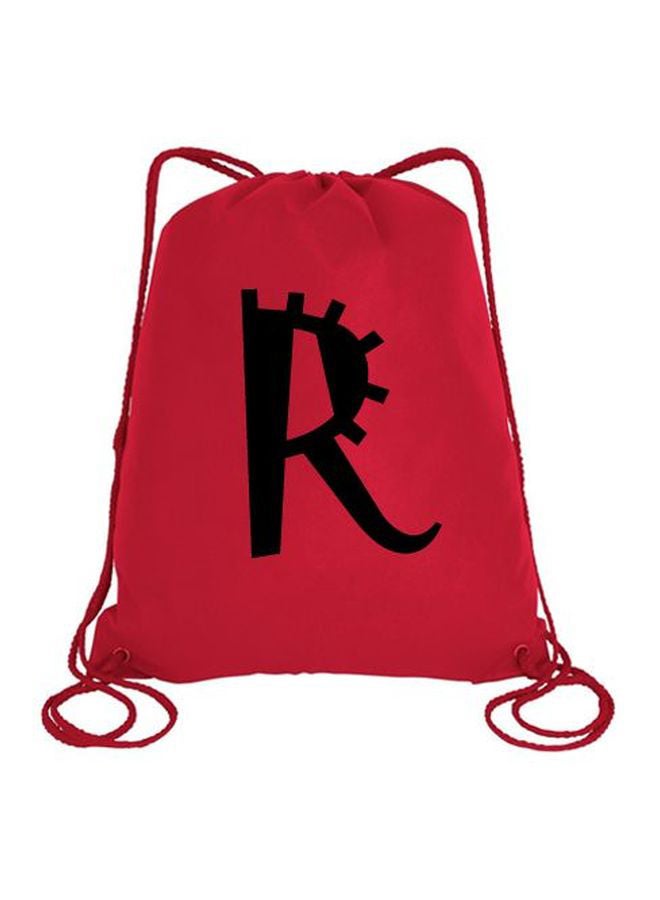 إمبريس حقيبة الظهر جوكر برباط ومطبوع عليها حرف R أحمر وأسود