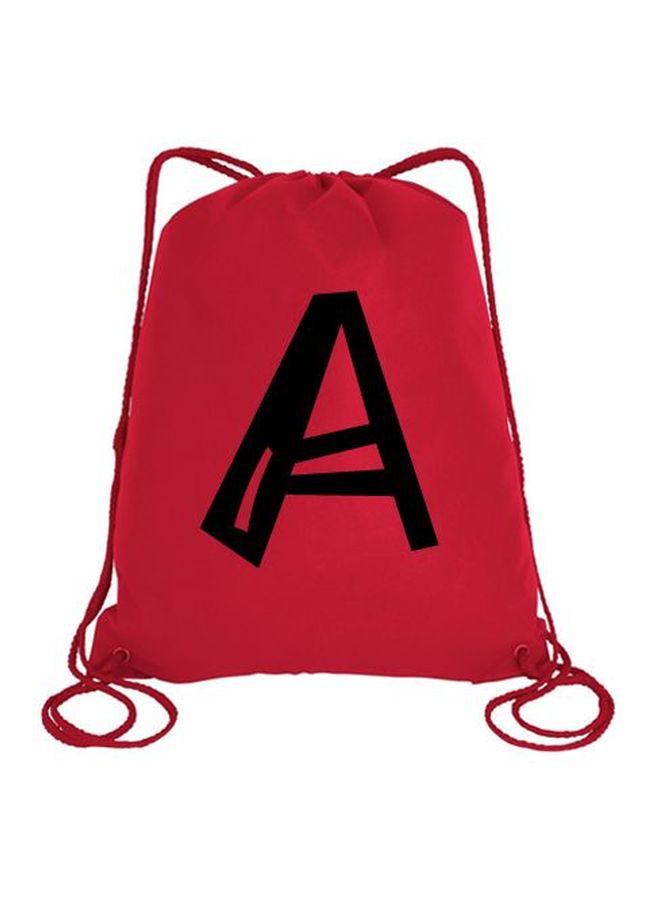 إمبريس حقيبة ظهر برباط سحب للإغلاق مطبوعة بحرف "A" بتصميم خط الجوكر أحمر وأسود