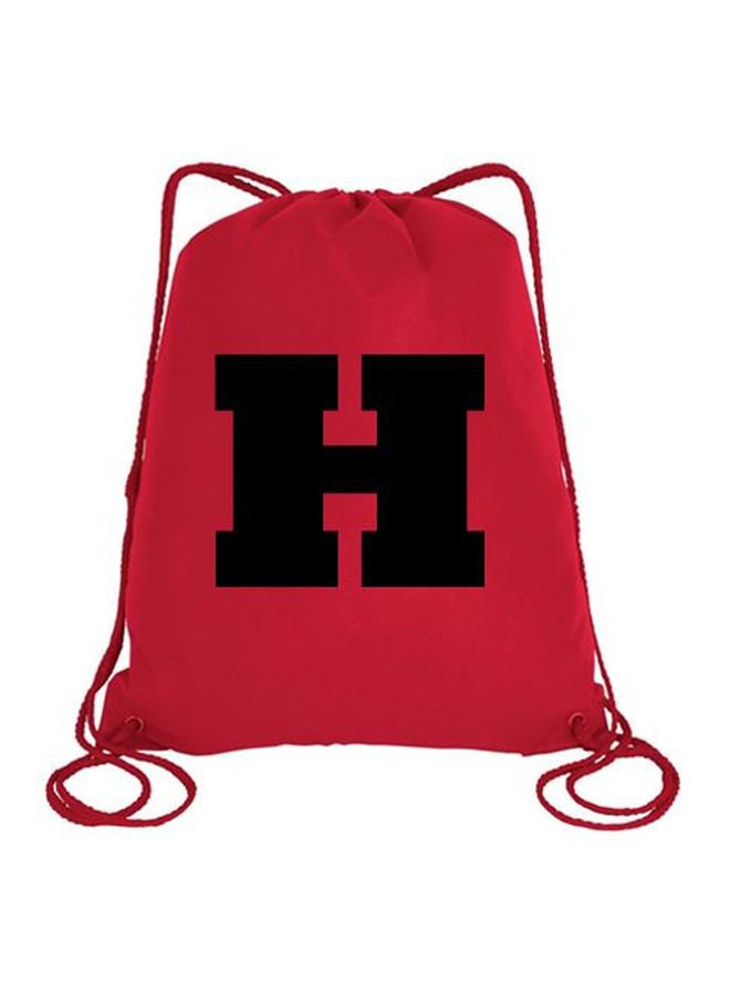 إمبريس حقيبة ظهر رياضية مطبوع عليها حرف H بخط روكويل أحمر وأسود