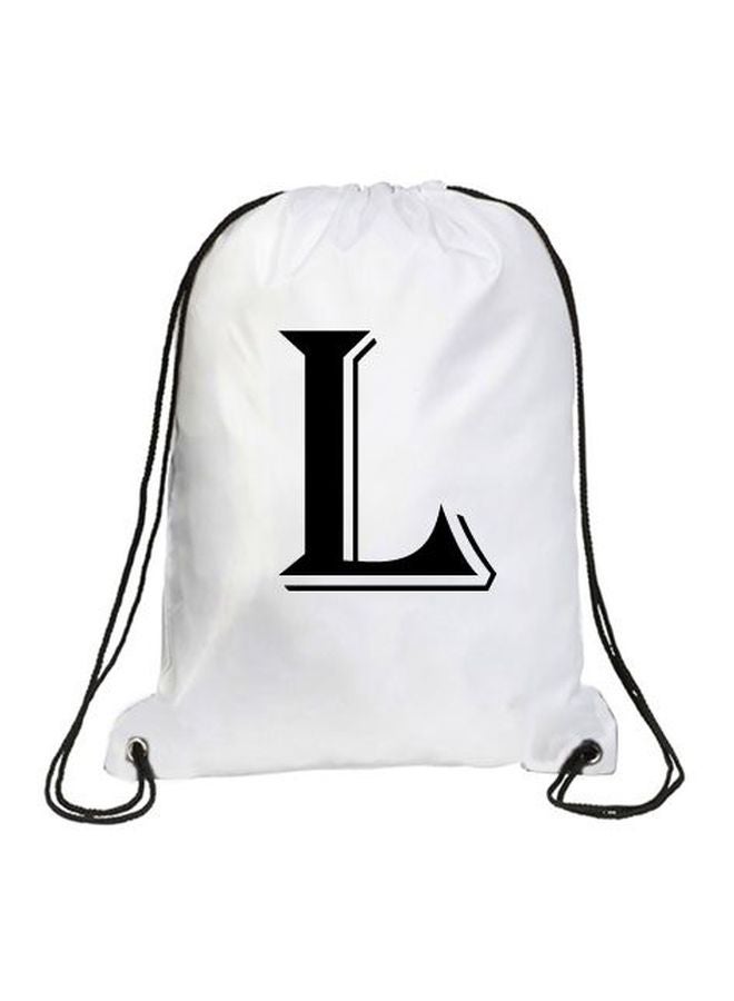 إمبريس حقيبة ظهر برباط للإغلاق مطبوعة بحرف "L" بتصميم خط ألجيريان أبيض/ أسود