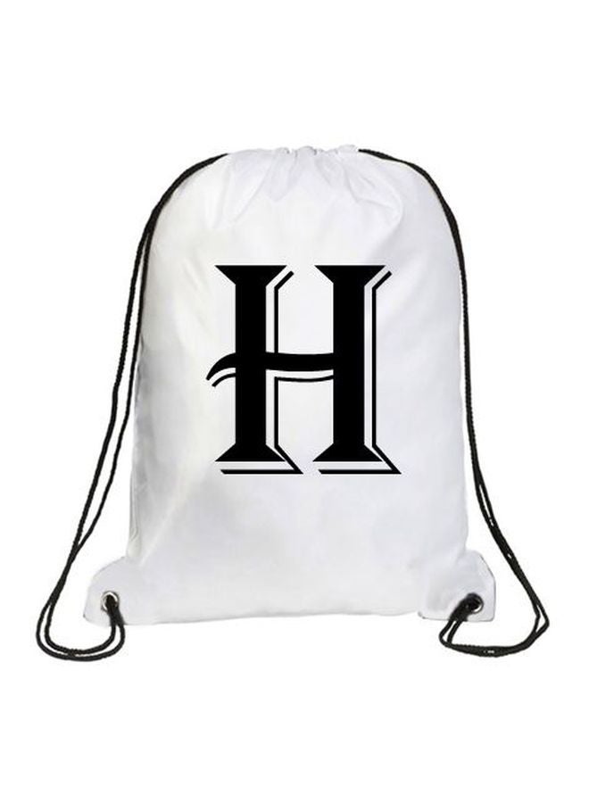 إمبريس حقيبة ظهر برباط مطبوع عليها حرف H بخط ألجريان أبيض/ أسود