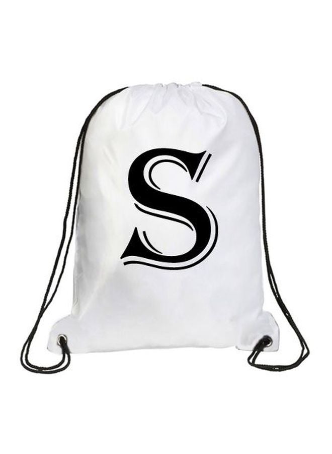 إمبريس حقيبة الظهر ألجريان برباط ومطبوع عليها حرف S أبيض/ أسود