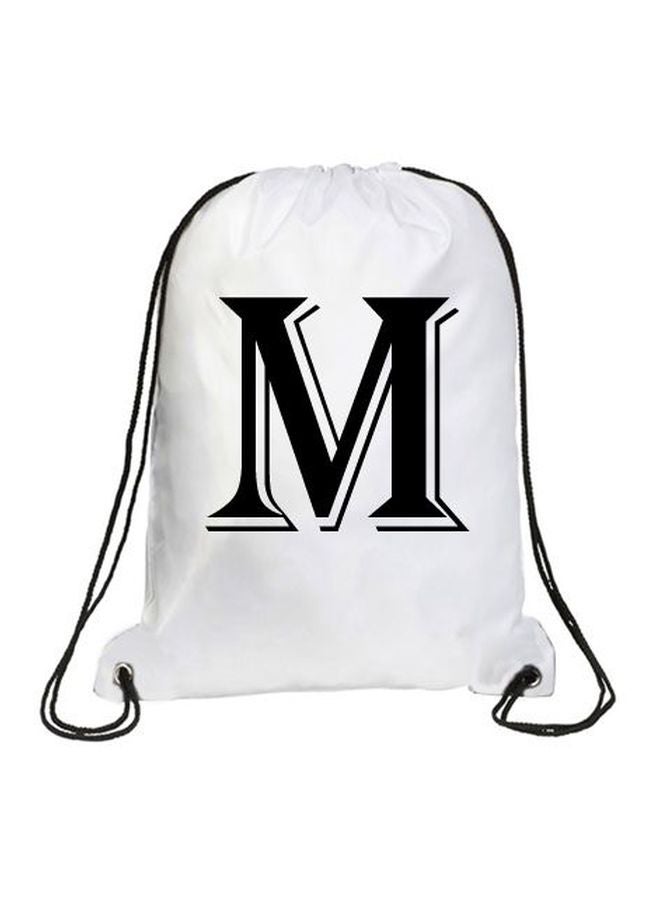 إمبريس حقيبة ظهر برباط للإغلاق مطبوعة حرف "M" بتصميم خط ألجيريان أبيض/ أسود