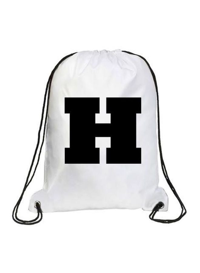 إمبريس حقيبة ظهر رياضية مطبوع عليها حرف H بخط روكويل أبيض/ أسود