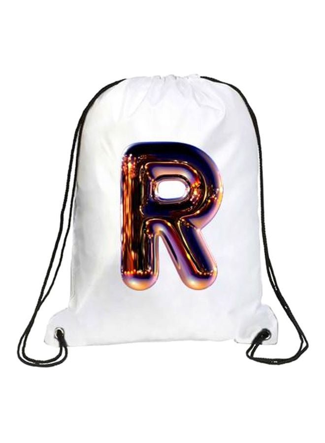 إمبريس حقيبة ظهر برباط مطبوع عليها حرف "R" من تشكيلة نايت كروم أبيض/ذهبي/أسود
