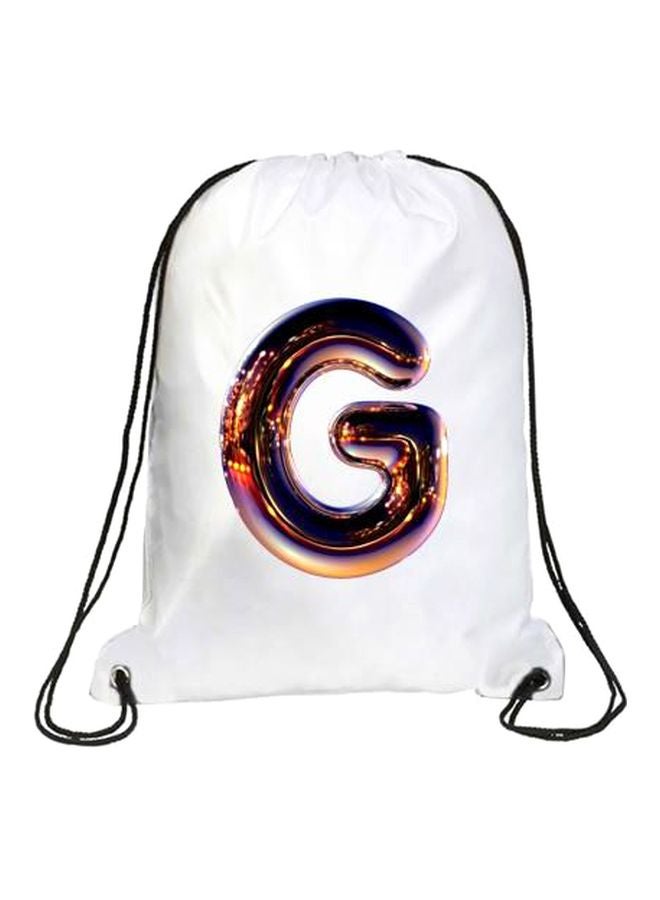 إمبريس حقيبة الظهر نايت كروم برباط ومطبوع عليها حرف G أبيض/ذهبي/أسود