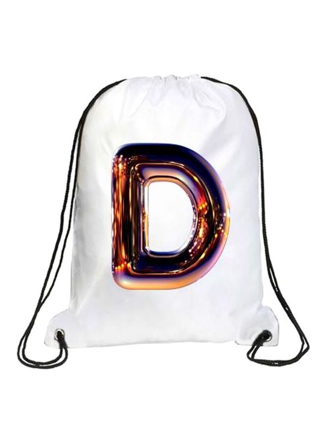 إمبريس حقيبة الظهر نايت كروم برباط ومطبوع عليها حرف D أبيض/ذهبي/أسود