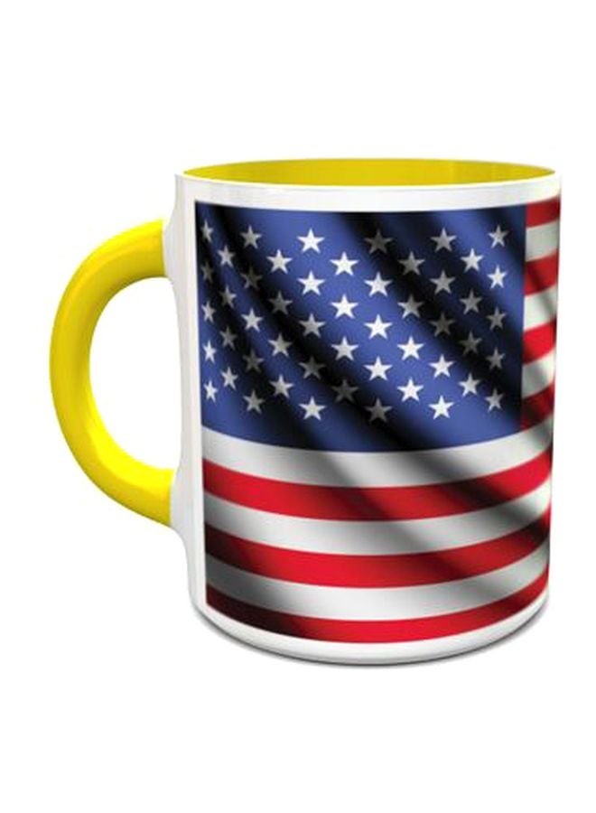 إمبريس مج مطبوع بعلم الولايات المتحدة الأمريكية أصفر/أزرق/أحمر