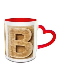 Alphabet B Design 469 Mug With Heart Shaped Handle Brown/White/Red
