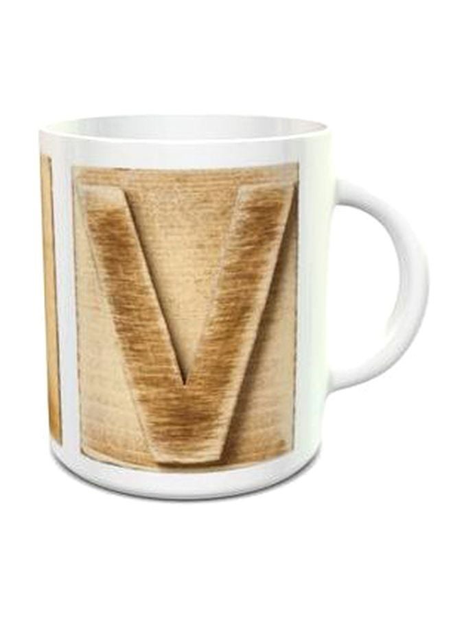 Alphabet V Design 135 Tea Cup White/Brown - v1550485017/N21145270A_1