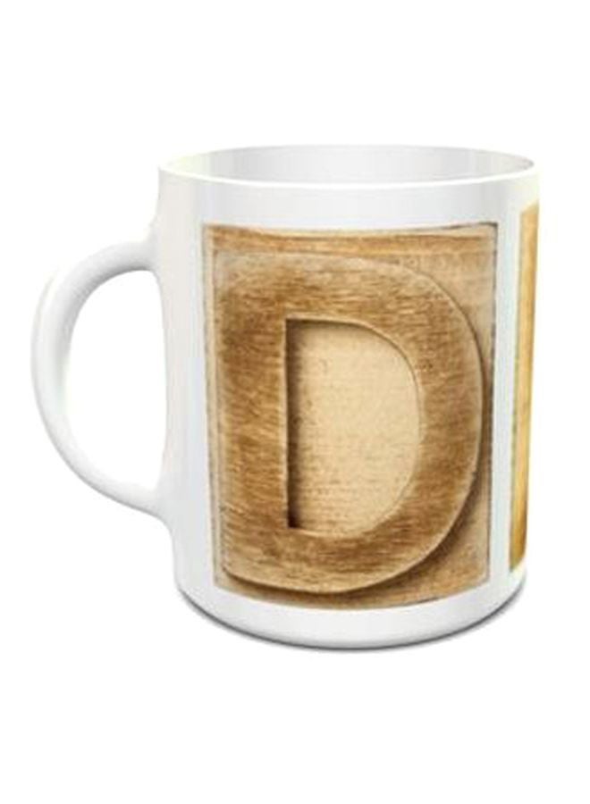 إمبريس كوب شاي بتصميم رقم 117 مطبوع عليه حرف "D" أبيض/بيج 