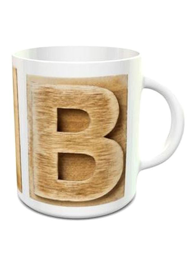 إمبريس كوب شاي بطبعة حرف B تصميم رقم 115 أبيض/بيج