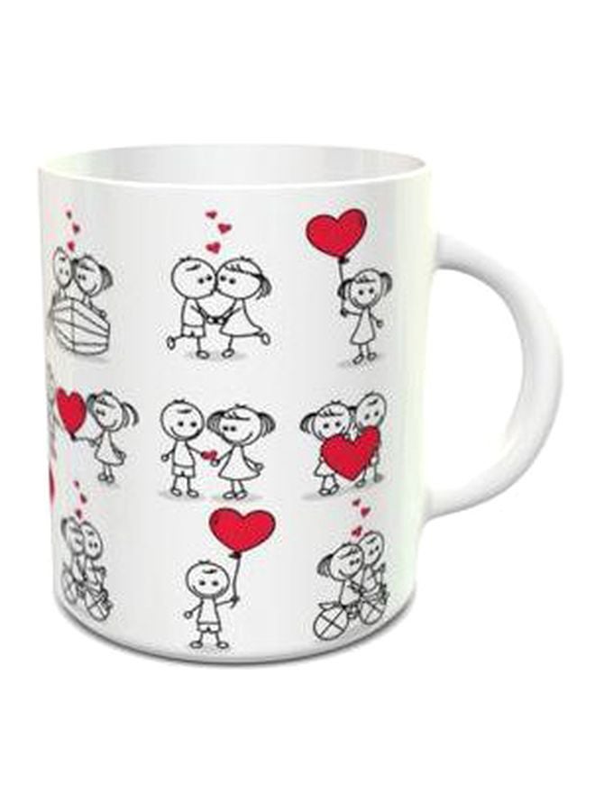 إمبريس كوب شاي بطبعة شخبطة لزوجين لطيفين وقلوب أبيض/أسود/أحمر