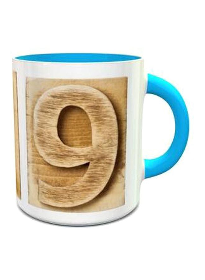 Impress Numeric 9 Design 454 Mug Blue/Brown/White 