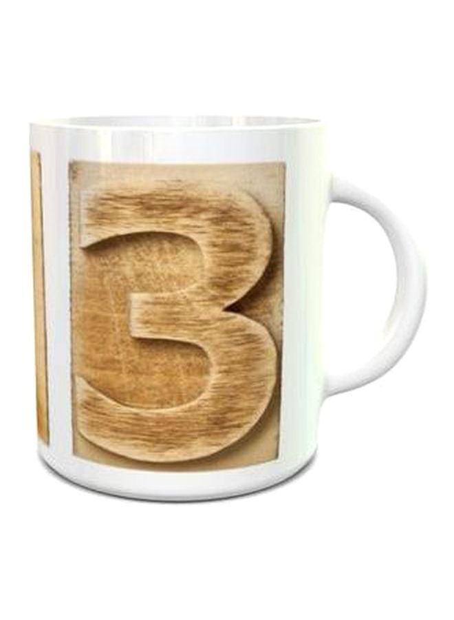 إمبريس مج بتصميم رقم 417 مطبوع عليه رقم 3 البني/الأبيض