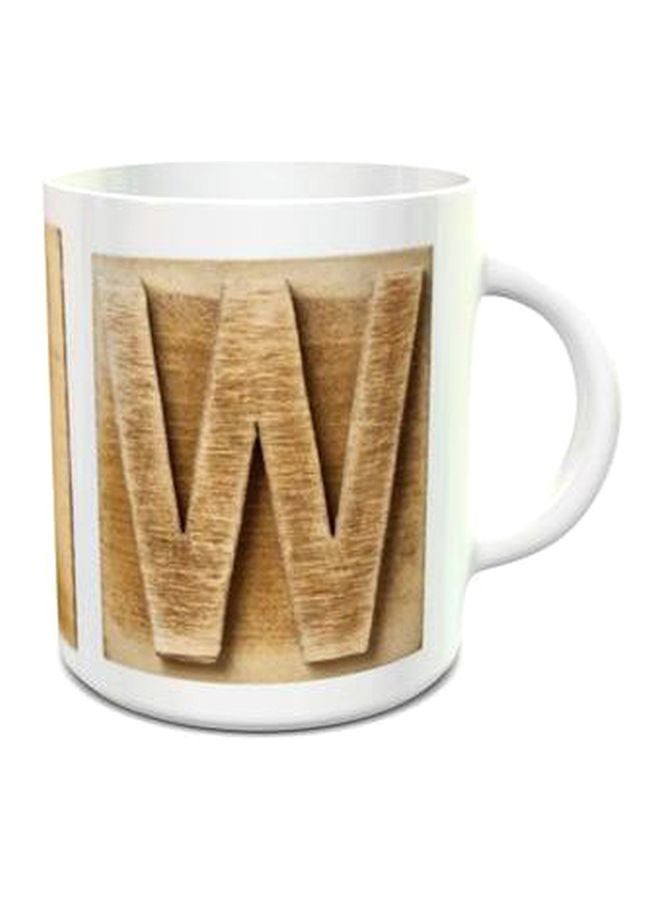 مج 375 بتصميم مطبوع بحرف W أبيض/بني