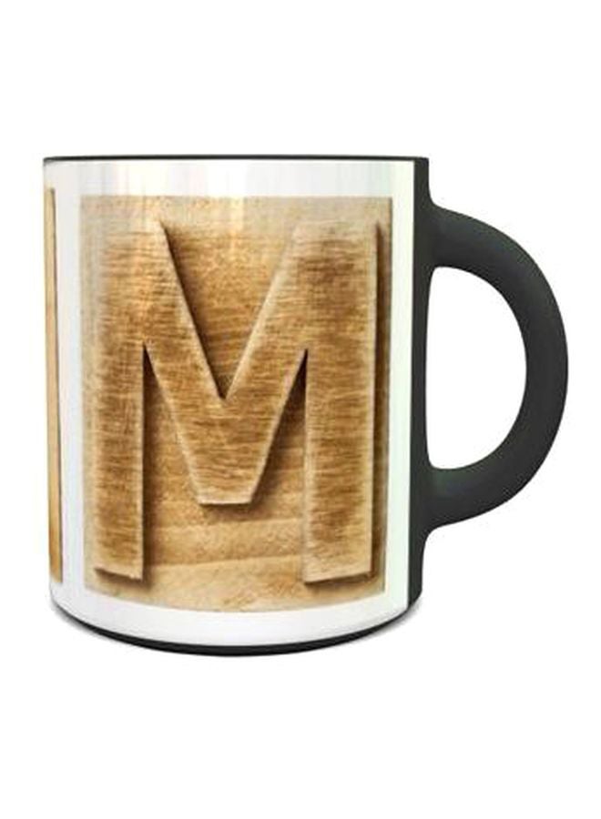 مج رائع 304 مطبوع عليه حرف M بني/ أسود/ أبيض