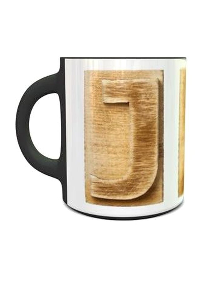 إمبريس كوب بتصميم على شكل حرف J أسود/ أبيض/ بني