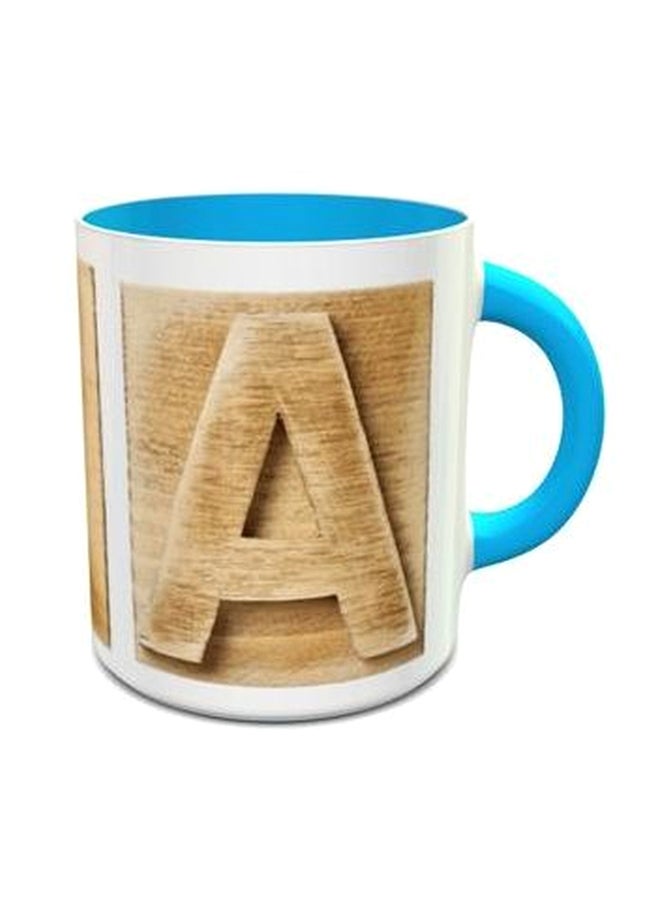 Impress Alphabet A Design 222 Coffee Mug Blue/Beige/White