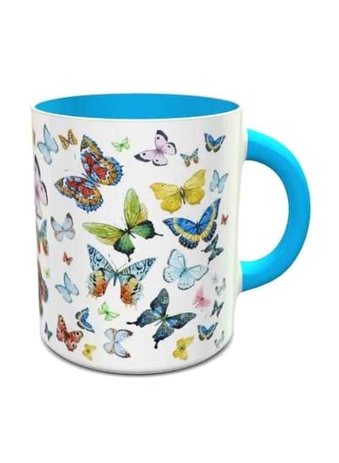 إمبريس مج قهوة بطبعة فراشات طراز 182 أزرق/أبيض/أصفر