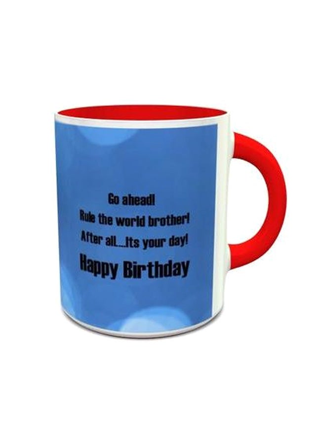 مج 102 بتصميم يحمل عبارة "Happy Birthday" أحمر/ أزرق/ أبيض