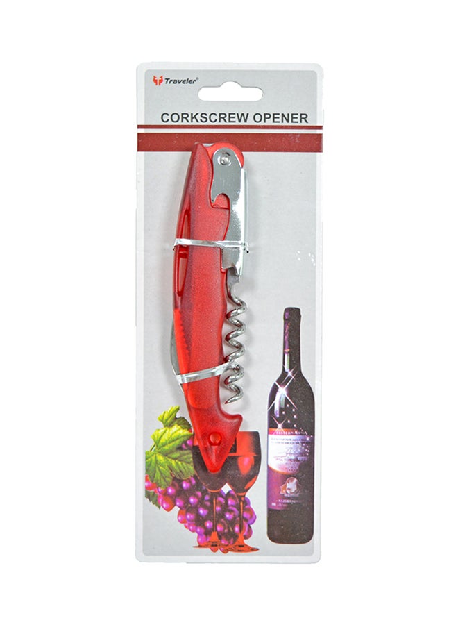 Traveler Corkscrew Bottle Opener Red 14cm  - Image 3