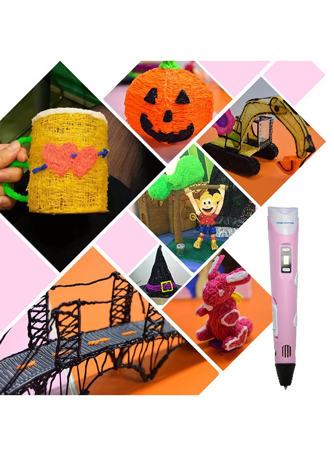 قلم طباعة ثلاثي الأبعاد بسرعة ودرجة حرارة قابلتين للضبط (مقبس ثنائي) وردي/أبيض - Image 3