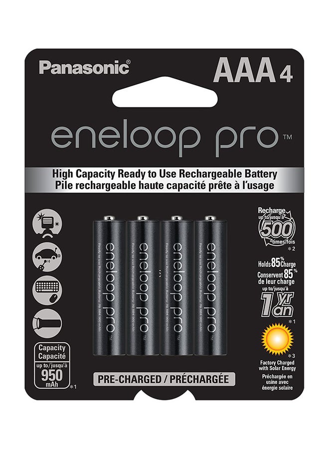 Panasonic Pack Of 4 AAA Eneloop Pro High Capacity Rechargeable Batteries Black - Image 2