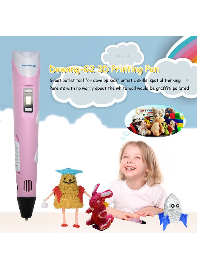 قلم طباعة ثلاثي الأبعاد بسرعة ودرجة حرارة قابلتين للضبط (مقبس ثنائي) وردي/أبيض - Image 2