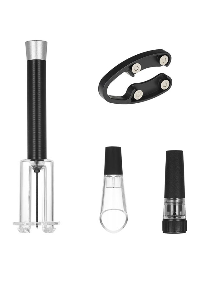 4-Piece Air Pressure Bottle Opener Set Black/Silver 130.6grams  - Image 1