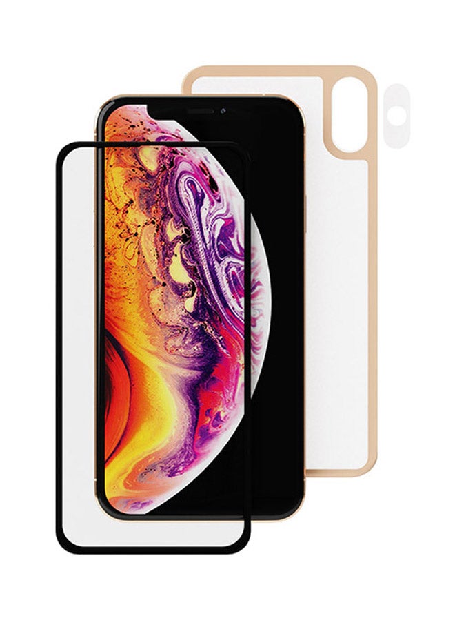 AMAZINGthing Special Edition Front Screen And Back Tempered Glass Protector With Lens Protection For iPhone Xs Max Clear/Beige - Image 1