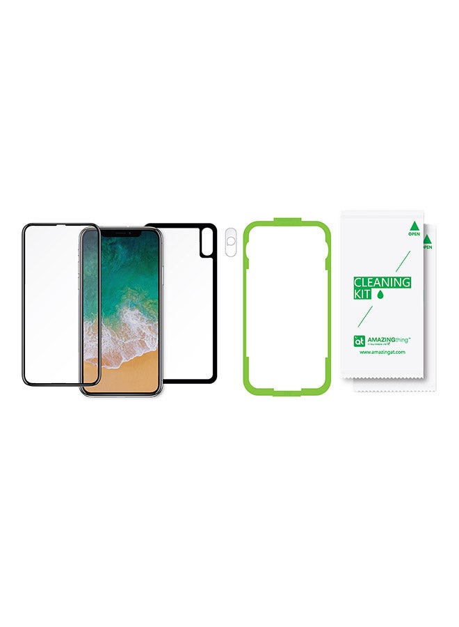 AMAZINGthing Tempered Glass For iPhone X Front And Back Clear/Black - Image 1