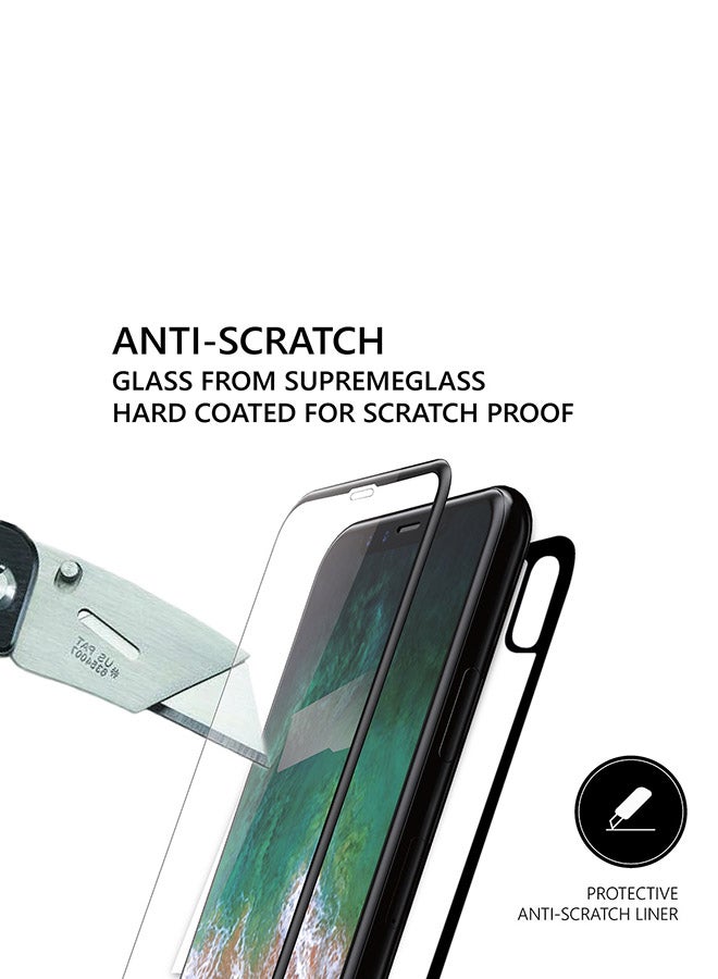 AMAZINGthing Tempered Glass For iPhone X Front And Back Clear/Black - Image 4