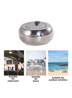 CYTHERIA Stainless Steel Modern Tabletop Ashtray With Lid Silver 5x5x2.5inch  - Image 4