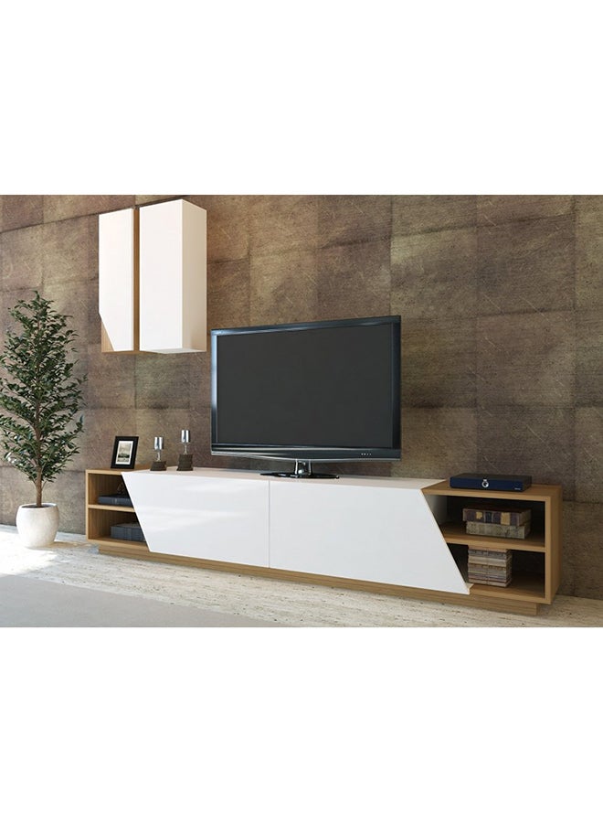 سحابة منضدة تلفاز زيبرا للترفيه أبيض/بني - Image 3