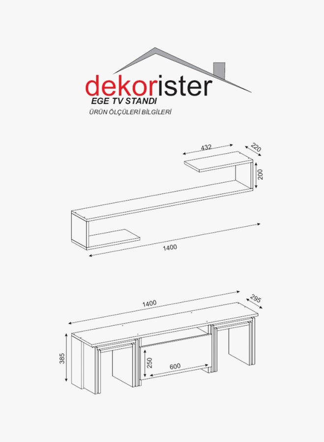 سحابة طاولة حمل أجهزة الترفيه إيجي تي في يونيت أبيض/بني - Image 2