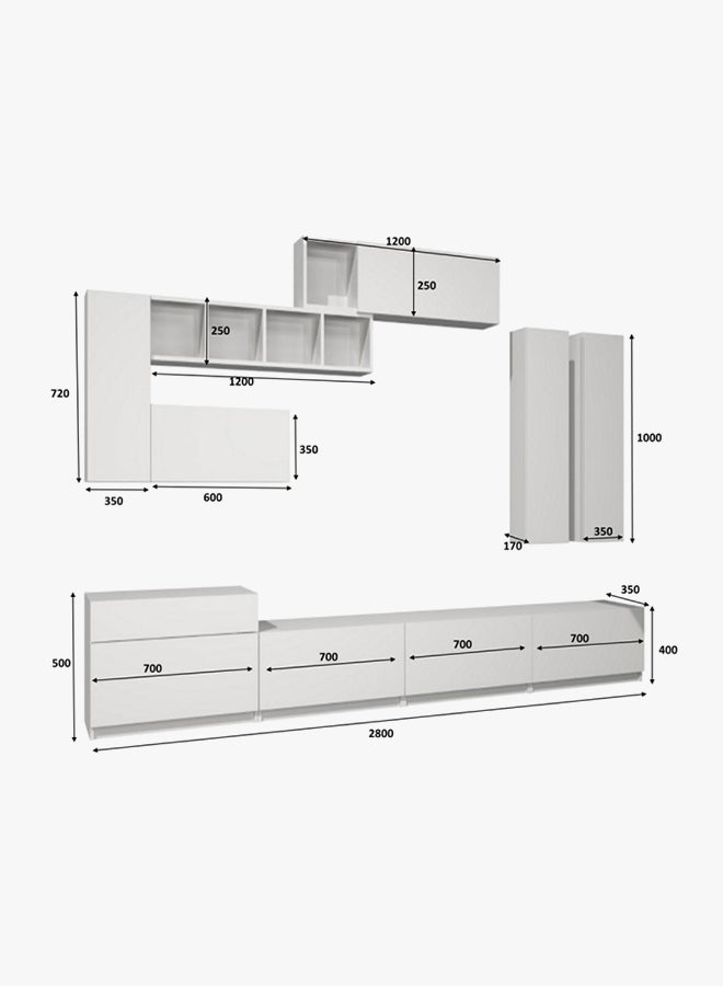 سحابة طاولة وحدة ترفيه للتلفزيون دومينو أبيض - Image 2