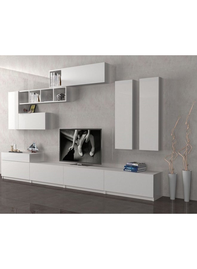 سحابة طاولة وحدة ترفيه للتلفزيون دومينو أبيض - Image 3