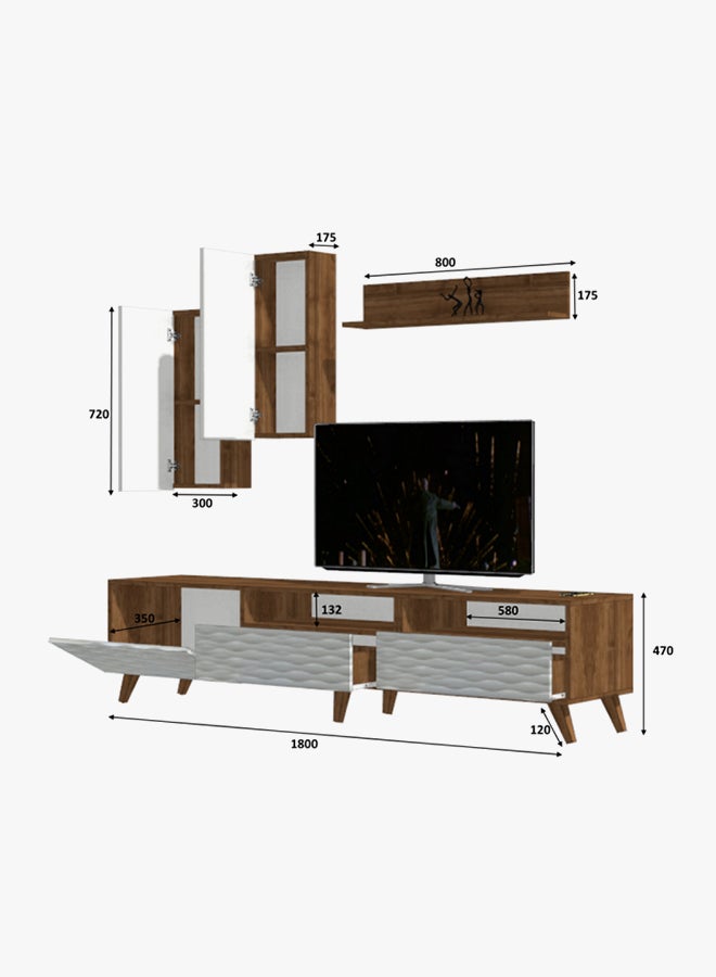 سحابة طاولة حمل أجهزة الترفيه إيسي تي في يونيت أبيض 1800x470x120مم - Image 3