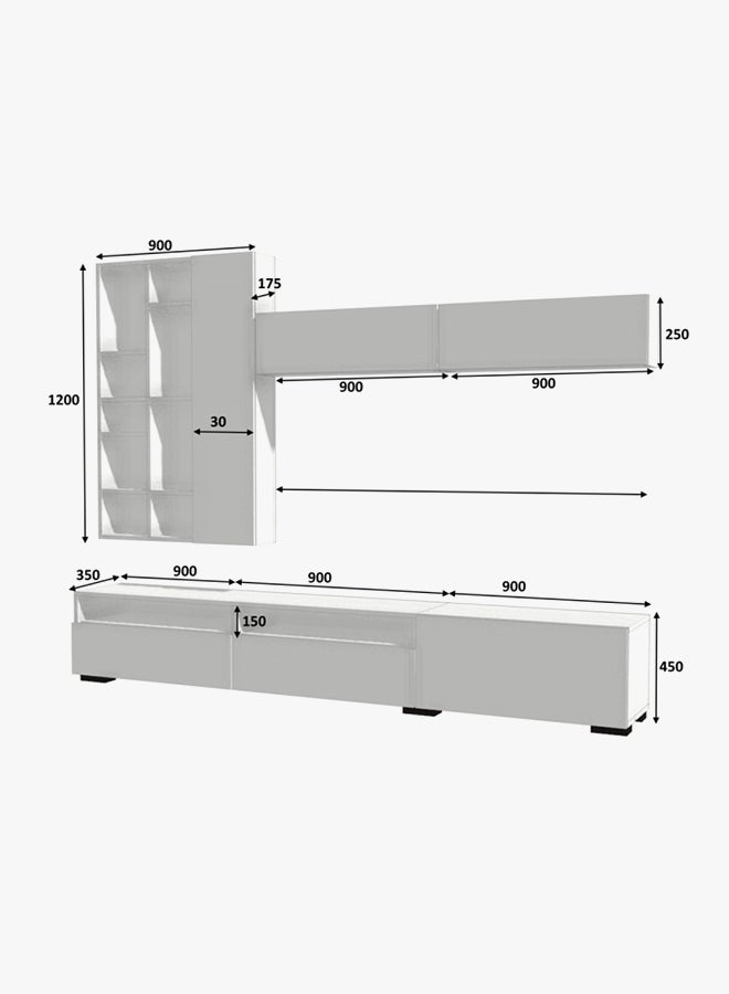 سحابة طاولة وحدة الترفيه ليك للتلفزيون أبيض/بني - Image 2