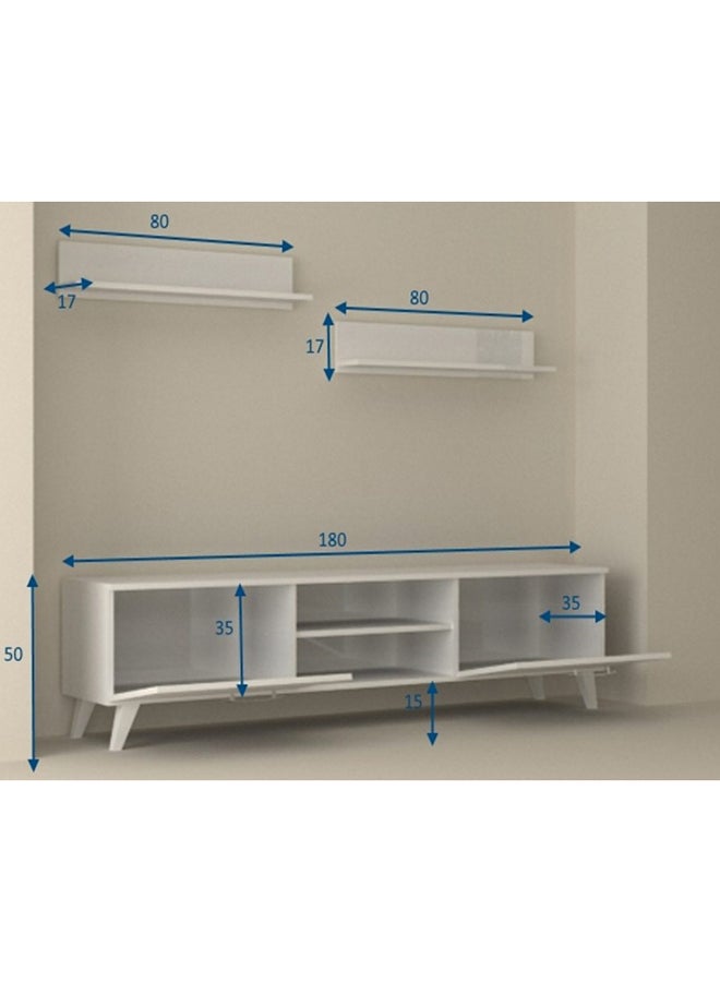 سحابة طاولة حمل أجهزة الترفيه لايف تي في يونيت أبيض 180x50x35سم - Image 2