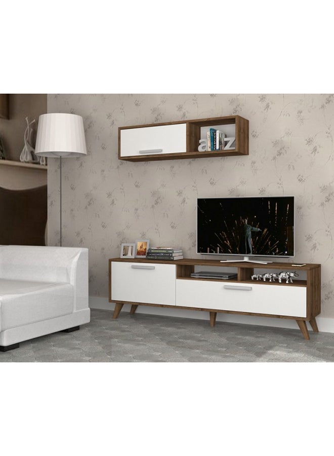 سحابة طاولة وحدة ترفيه للتلفزيون ميا أبيض/بني 180x47x35سم - Image 1