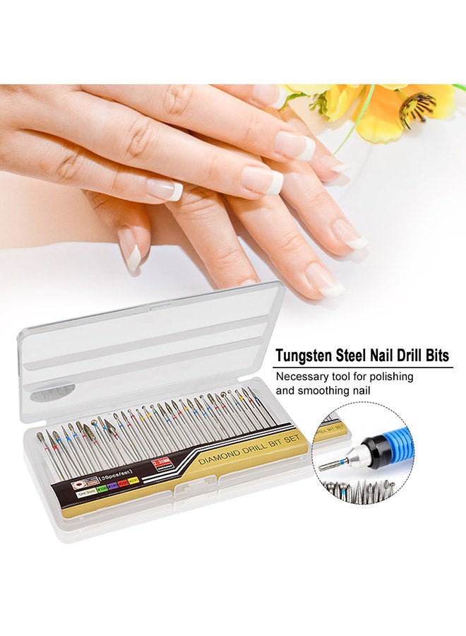 30-Piece Tungsten Steel Nail Drill Bits White - Image 2
