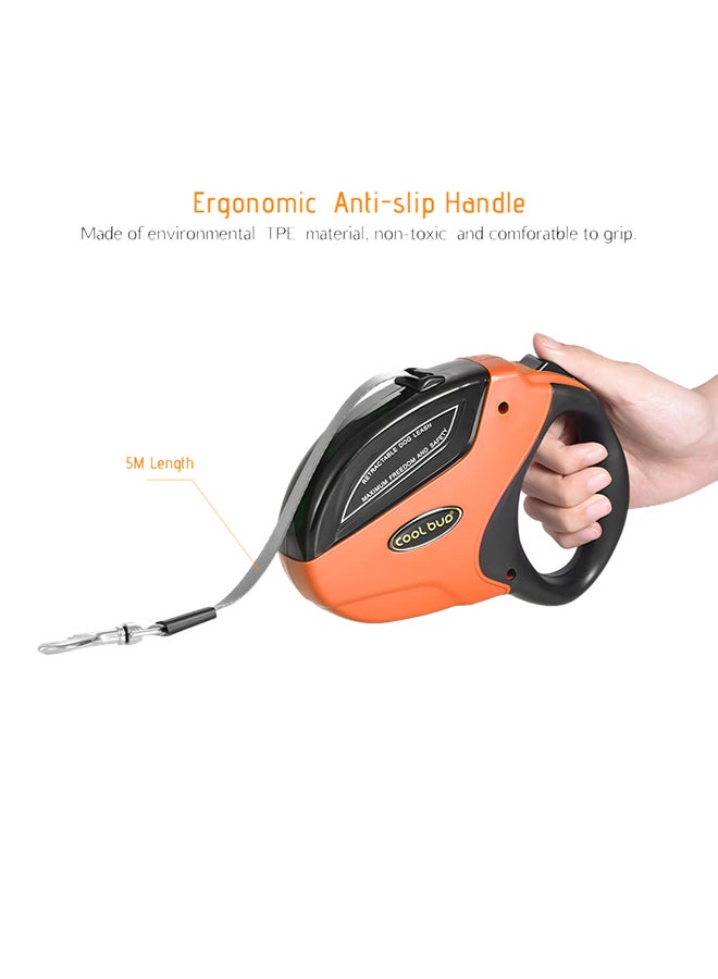 Retractable Dog Walking Leash With Break & Lock Button Orange/Black - Image 2