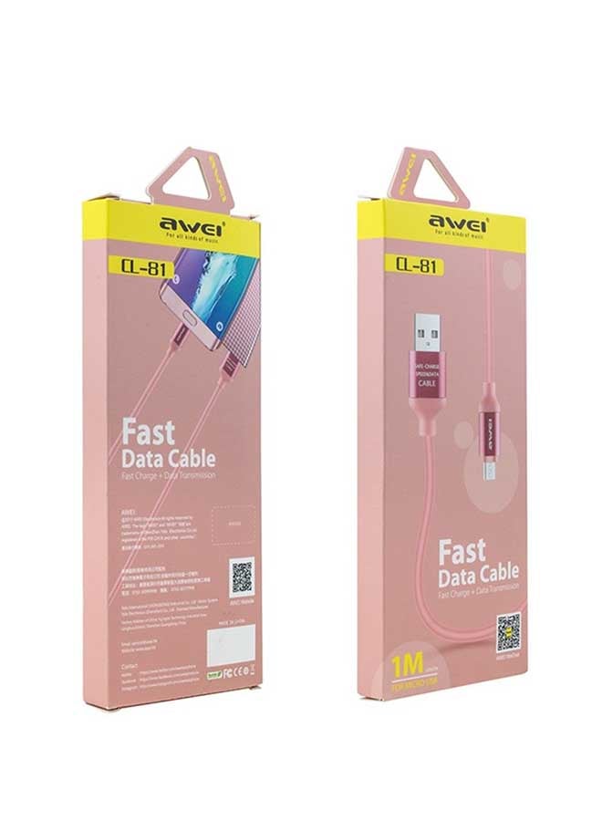 Awei Micro Port USB Data Cable Pink - Image 2