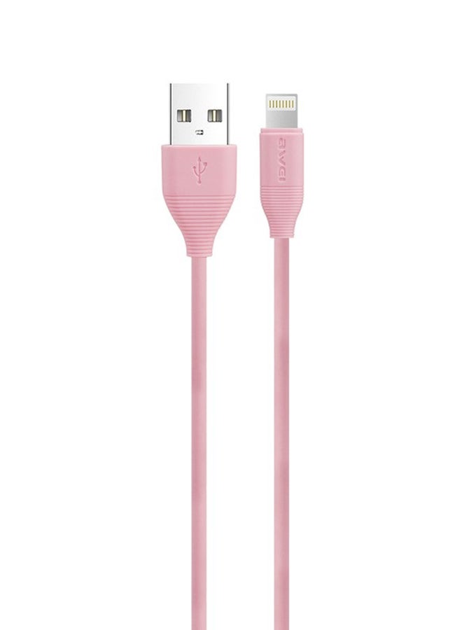 Awei Lightning Data Cable Pink - Image 1